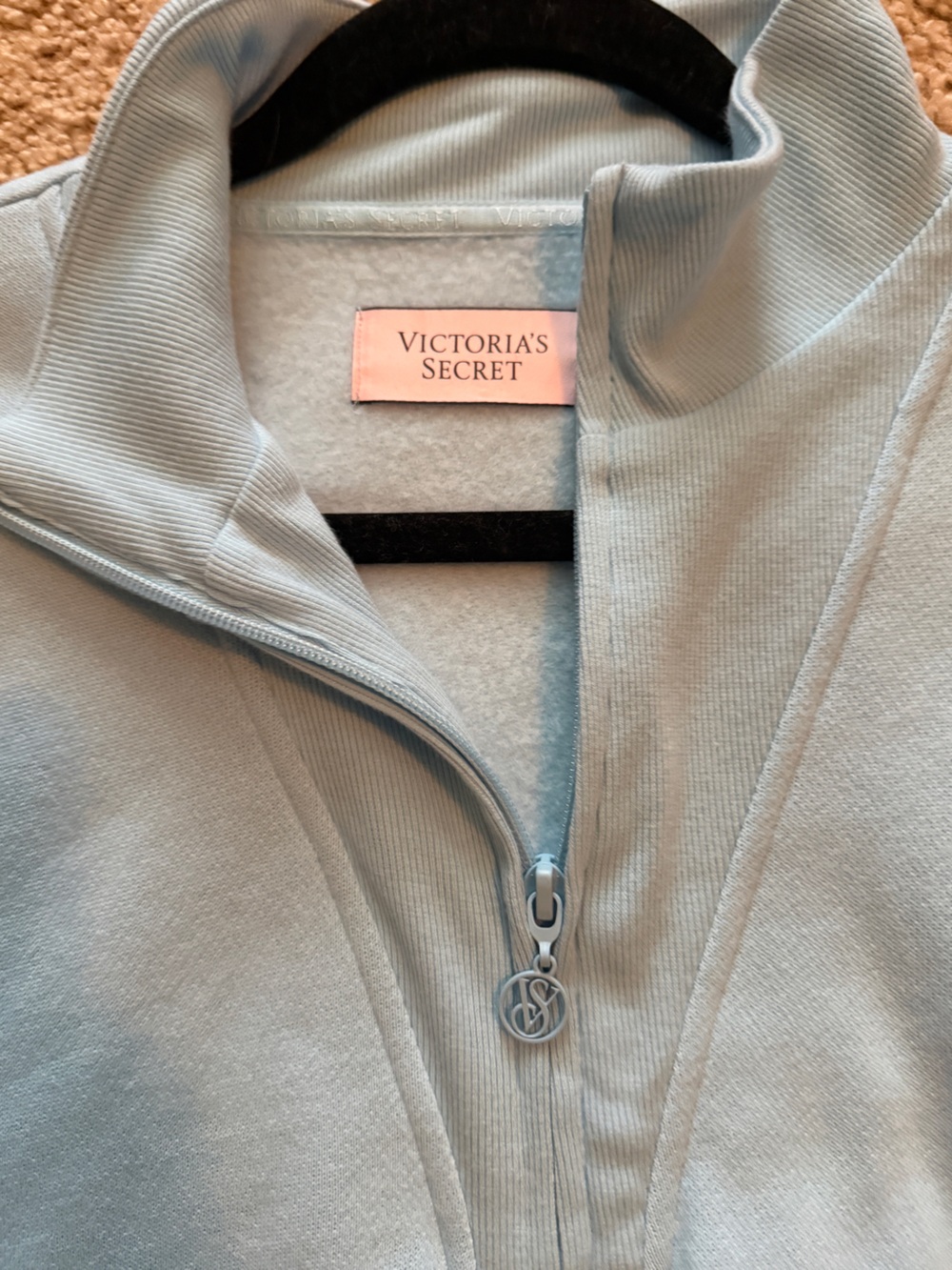 Victoria's Secret Light Blue Crop Quarter-Zip Pullover - Picture 2 of 6